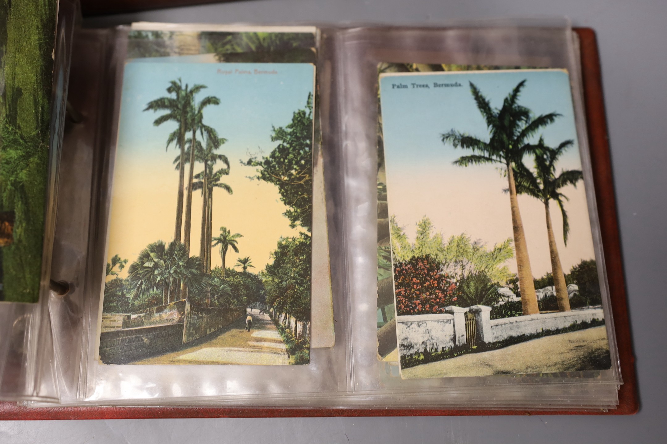 Three albums of early 20th century postcards, views of Bermuda